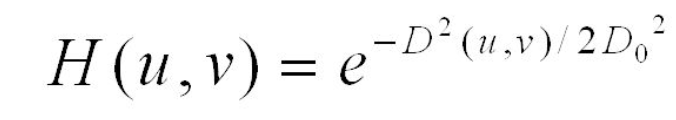 Gaussian lowpass filter formula
