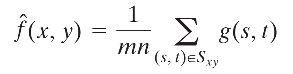 Arithmetic mean filter formula