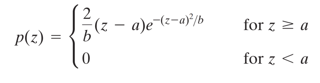 Rayleigh probability distribution function
